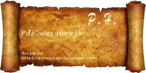 Pávay Henrik névjegykártya